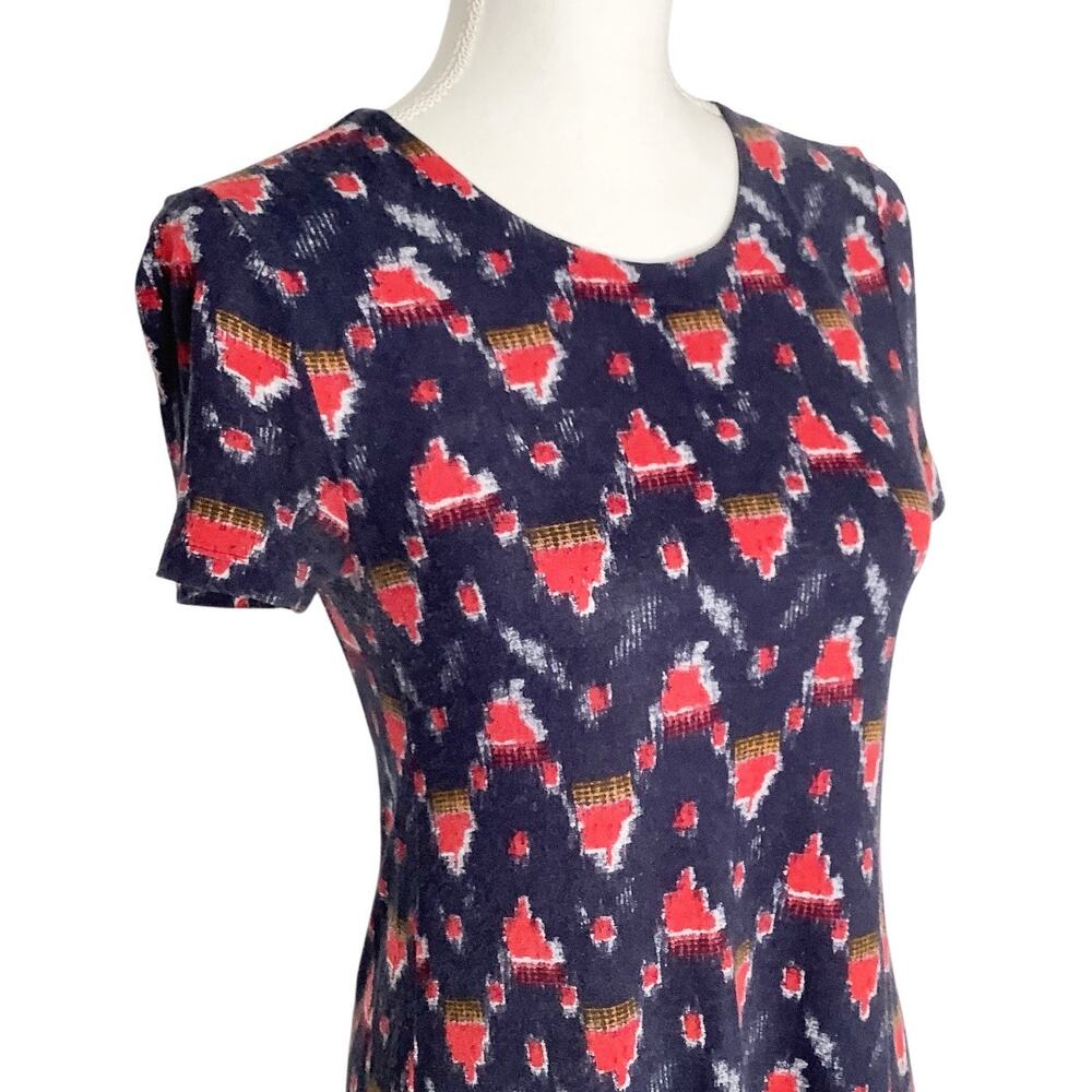 LOFT Blue Red Inkatha Print A-Line Swing Mini Dress XS - Picture 3 of 6